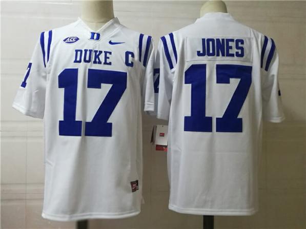 Men's Duke Blue Devils #17 Daniel Jones Nike College Football Jersey White