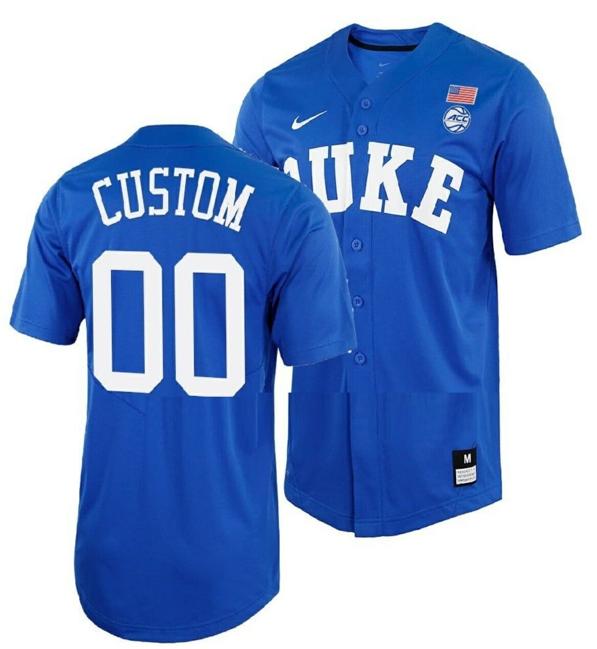 Men's Customized Duke Blue Devils Baseball Jersey Name and Number NCAA College Royal