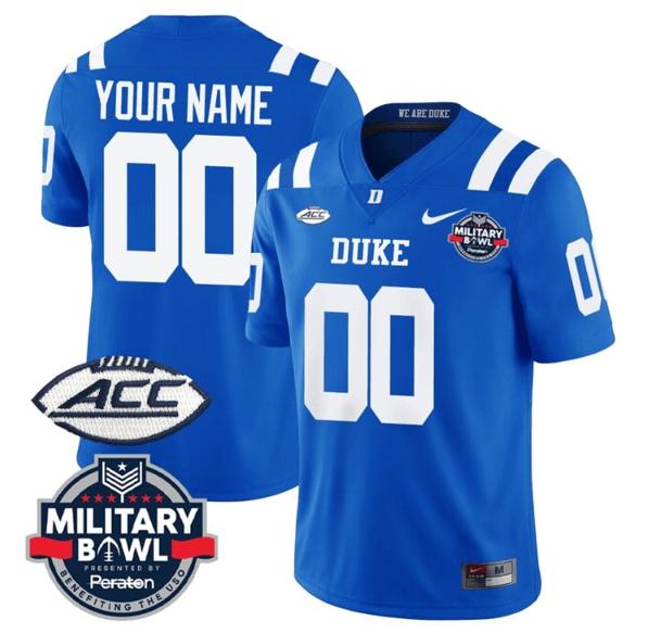 Men's Customized Duke Blue Devils Jersey Name and Number Football Limited Royal - Military Bowl