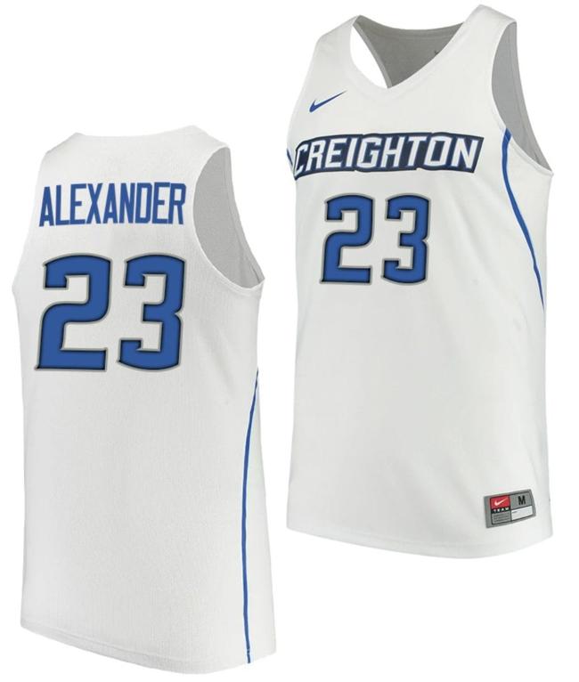 Men's Trey Alexander Jersey #23 Creighton Bluejays College Basketball Performance White