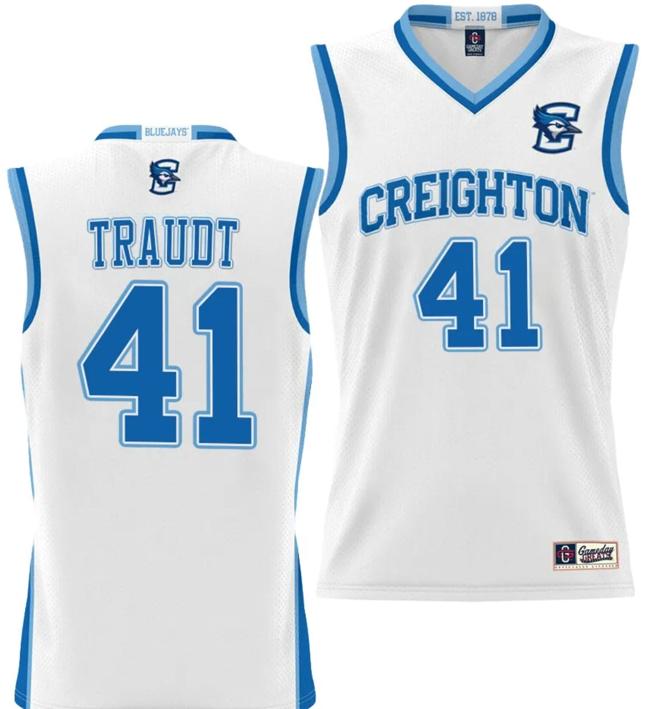 Men's Isaac Traudt Jersey #41 Creighton Bluejays College NIL Basketball Lightweight White