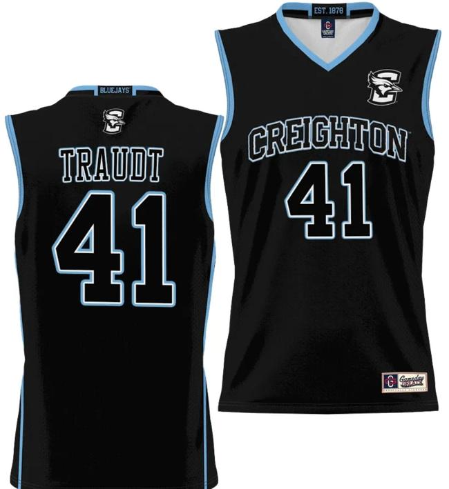 Men's Isaac Traudt Jersey #41 Creighton Bluejays College NIL Basketball Lightweight Black