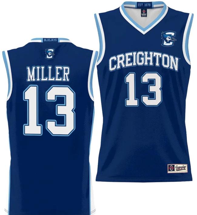 Men's Mason Miller Jersey #13 Creighton Bluejays College NIL Basketball Lightweight Blue