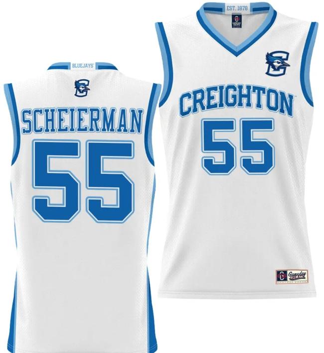 Men's Baylor Scheierman Jersey #55 Creighton Bluejays College NIL Basketball Lightweight White