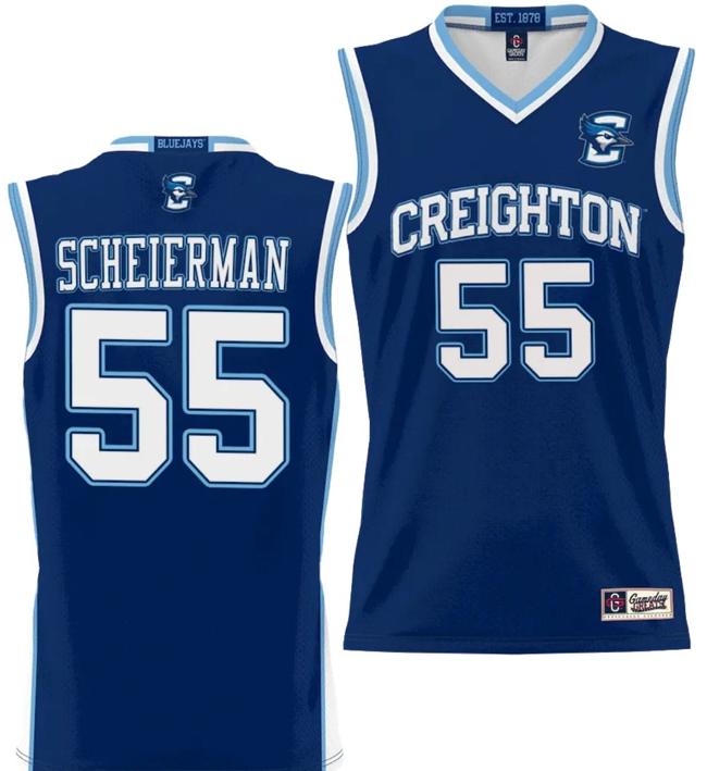 Men's Baylor Scheierman Jersey #55 Creighton Bluejays College NIL Basketball Lightweight Blue