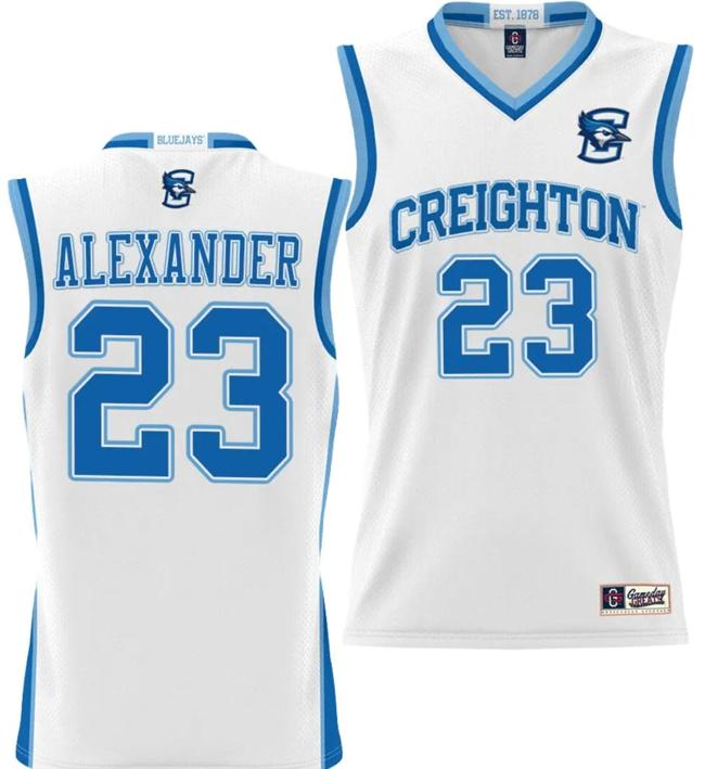 Men's Trey Alexander Jersey #23 Creighton Bluejays College NIL Basketball Lightweight White