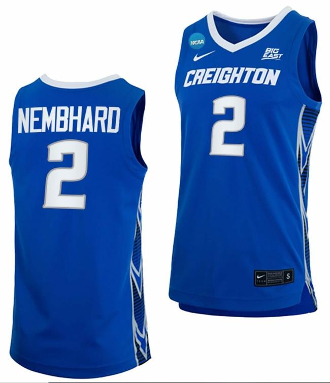 Men's Ryan Nembhard Jersey Creighton Bluejays College Basketball 2023 NCAA March Madness Blue #2