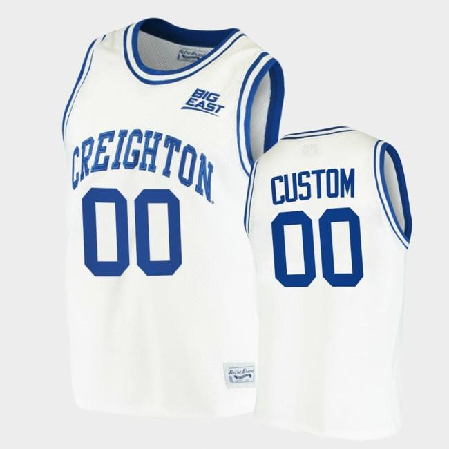 Men's Creighton Bluejays Customized Name Number White Retro College Basketball Jersey