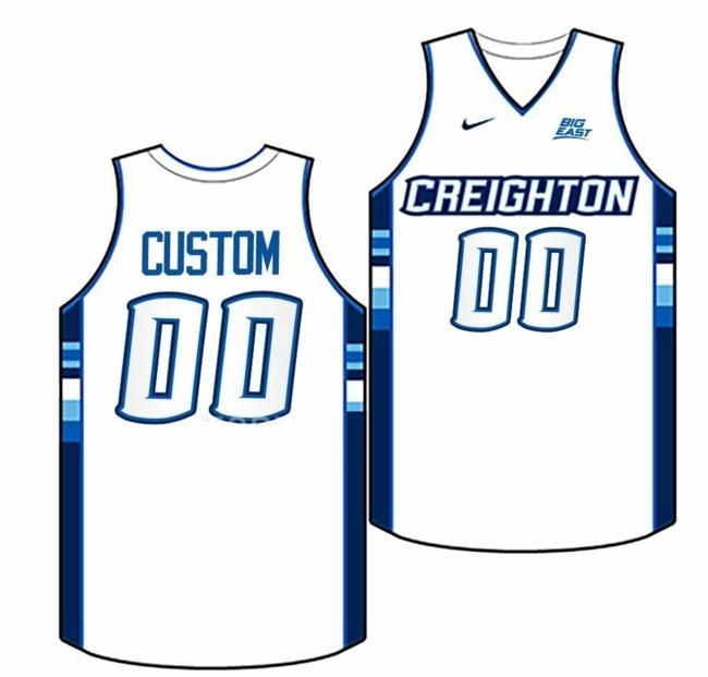 Men's Customized Creighton Bluejays Jersey Name and Number College Basketball Replica White