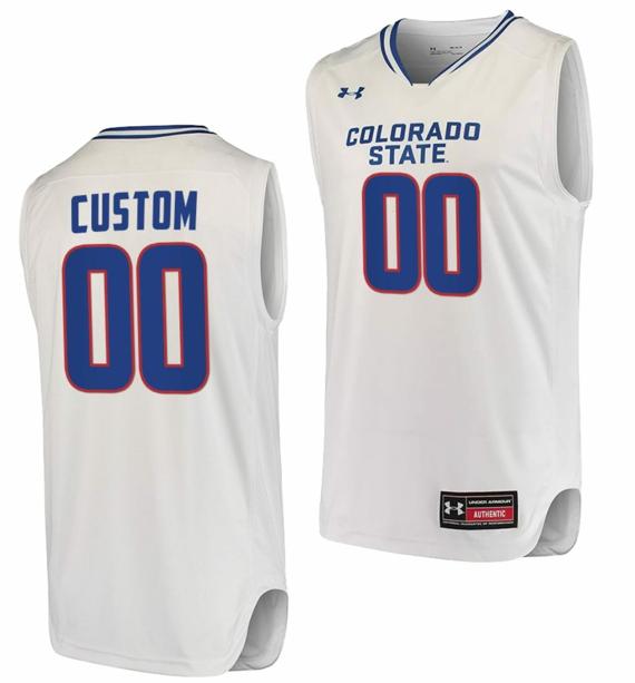 Men's Custom Colorado State Rams Jersey Name and Number College Basketball White