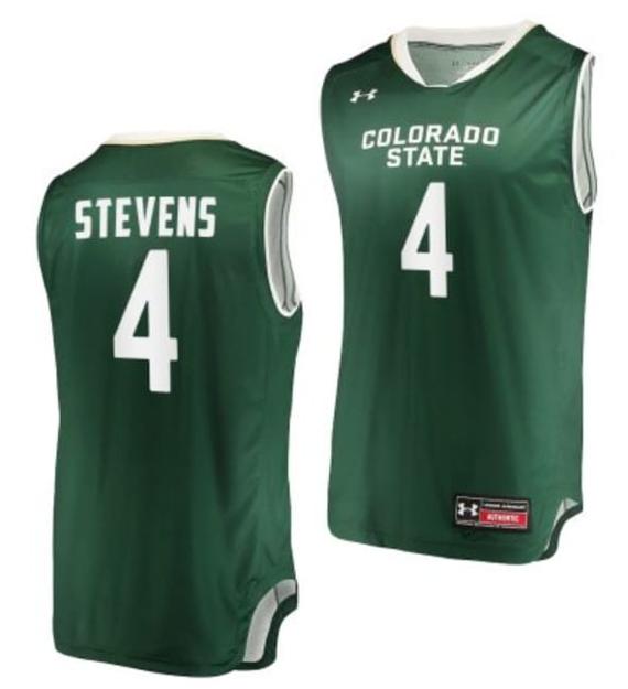 Men's Isaiah Stevens Jersey #4 Colorado State Rams College Basketball Green