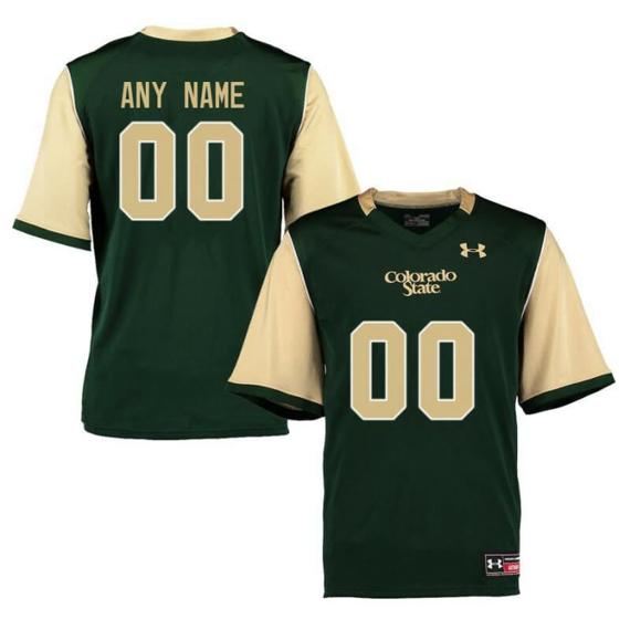 Men's Colorado State Rams Custom Jersey College Football Green