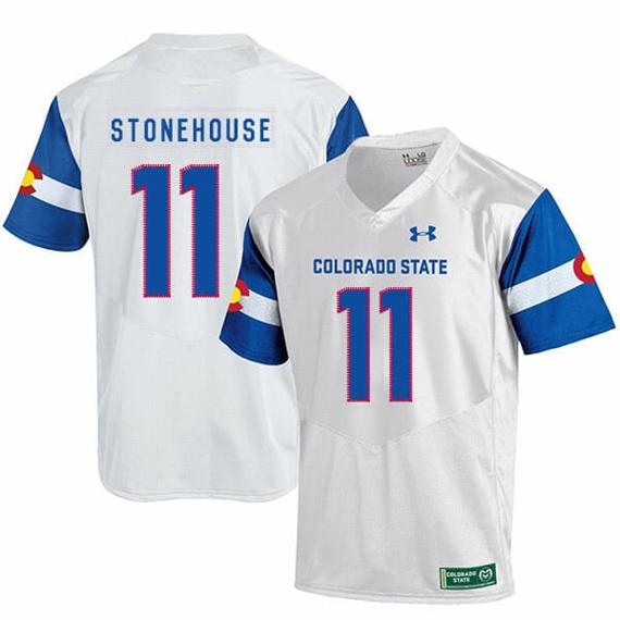 Men's Colorado State Rams #11 Ryan Stonehouse NCAA Football Jersey White