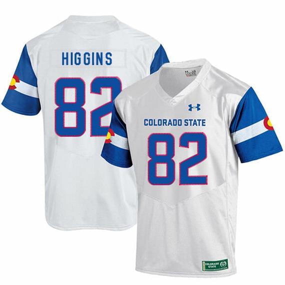 Men's Colorado State Rams #82 Rashard Higgins NCAA Football Jersey White