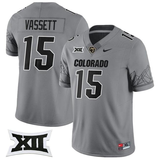 Men's Nike Mark Vassett Jersey #15 Colorado Buffaloes 2024 Vapor Limited NCAA Football Gray