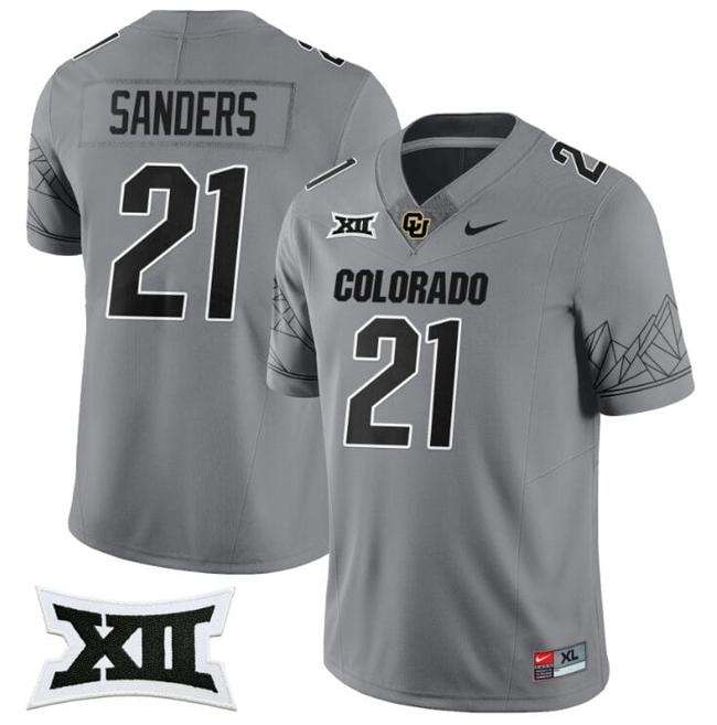 Men's Nike Shilo Sanders Jersey #21 Colorado Buffaloes 2024 Vapor Limited NCAA Football Gray