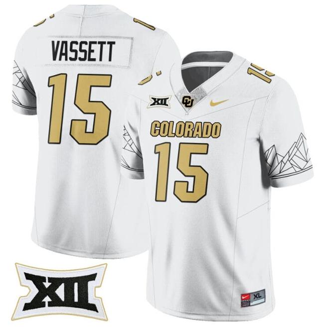 Men's Nike Mark Vassett Jersey #15 Colorado Buffaloes 2024 Vapor Limited NCAA Football White