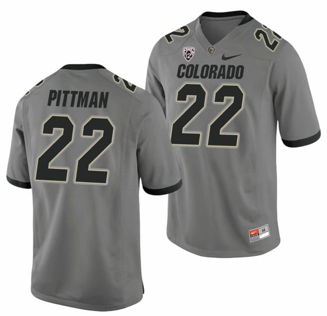 Men's Nike Toren Pittman Jersey Colorado Buffaloes College Football Game Gray #22