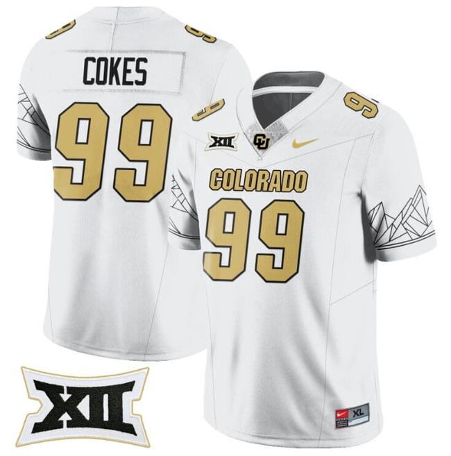 Men's Nike Shane Cokes Jersey #99 Colorado Buffaloes 2024 Vapor Limited NCAA Football White