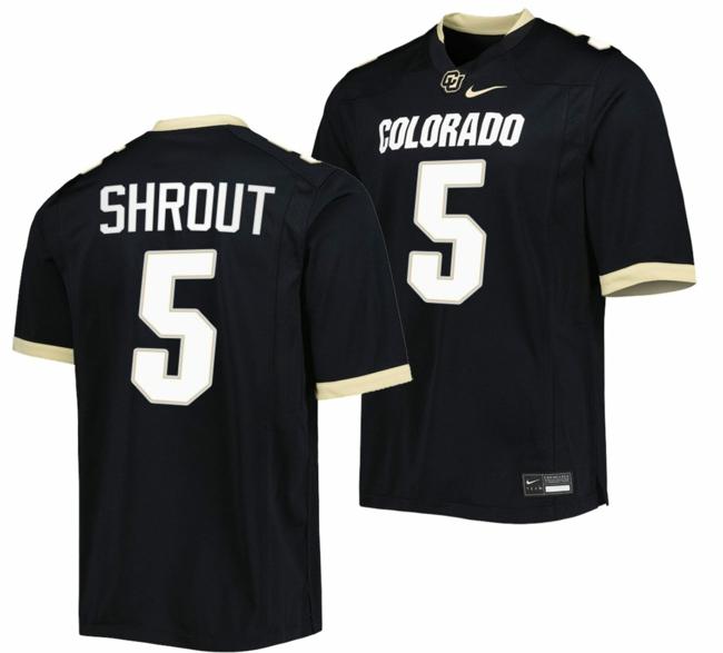 Men's Nike JT Shrout Jersey Colorado Buffaloes College Football Untouchable Replica Black #5