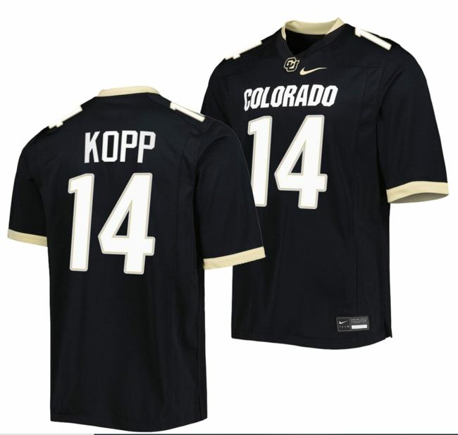 Men's Nike Maddox Kopp Jersey Colorado Buffaloes College Football Untouchable Replica Black #14