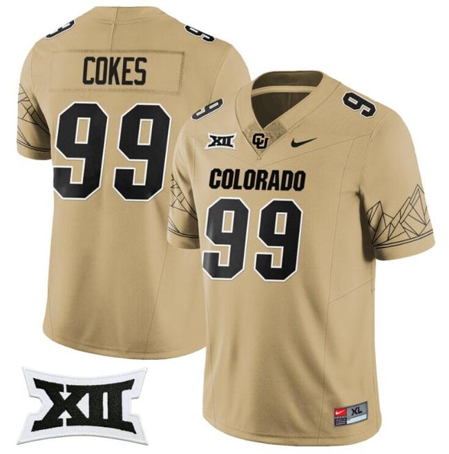 Men's Nike Shane Cokes Jersey #99 Colorado Buffaloes 2024 Vapor Limited NCAA Football Gold