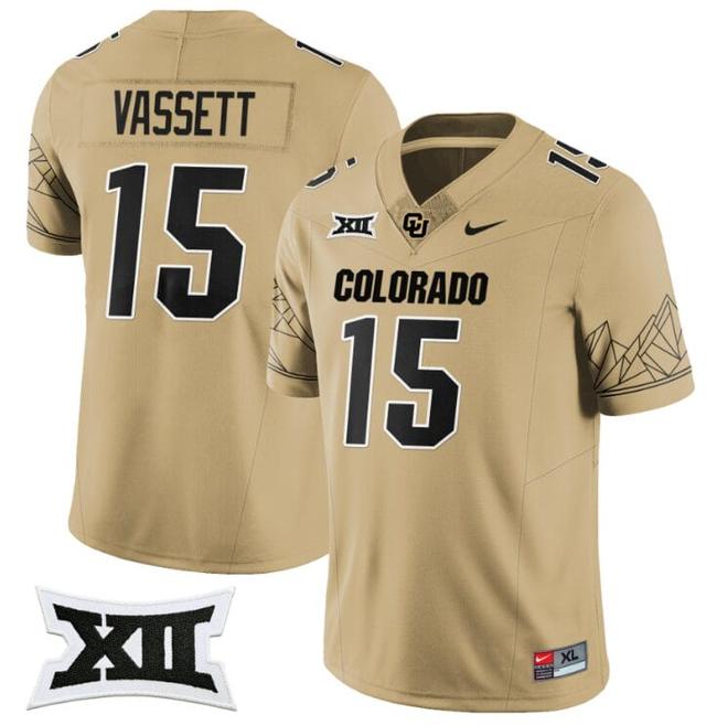 Men's Nike Mark Vassett Jersey #15 Colorado Buffaloes 2024 Vapor Limited NCAA Football Gold