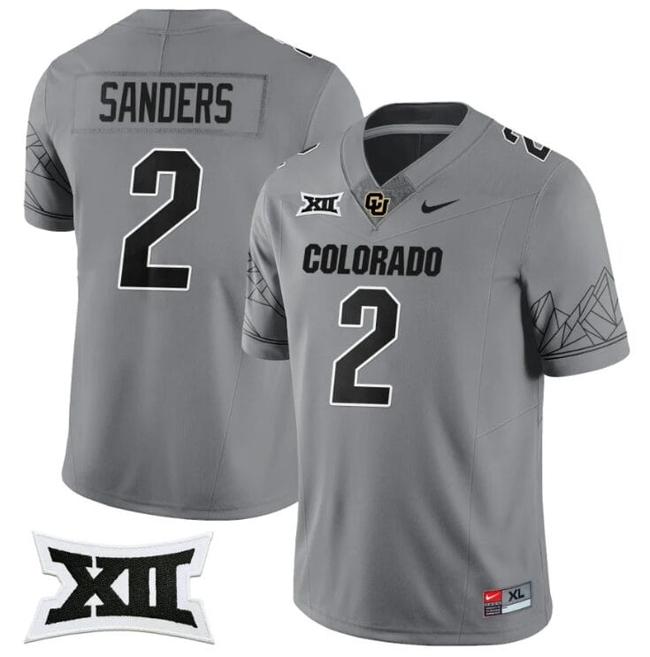 Men's Nike Shedeur Sanders Jersey #2 Colorado Buffaloes 2024 Vapor Limited NCAA Football Gray