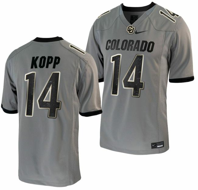 Men's Nike Maddox Kopp Jersey Colorado Buffaloes College Football Untouchable Game Grey #14