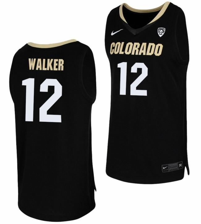 Men's Nike Jabari Walker Jersey Colorado Buffaloes College Basketball Replica Black #12