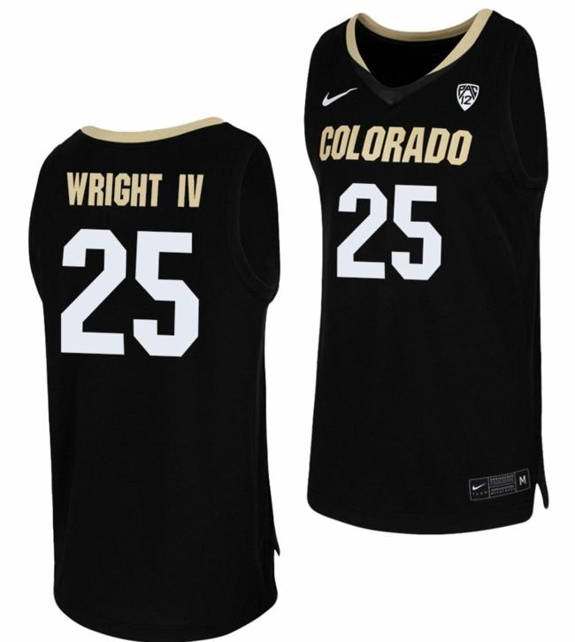 Men's Nike McKinley Wright IV Jersey Colorado Buffaloes College Basketball Replica Black #25