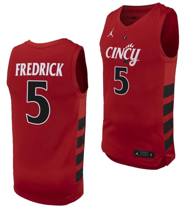 Men's CJ Fredrick Jersey #5 Cincinnati Bearcats College Basketball Replica 2023-24 Red