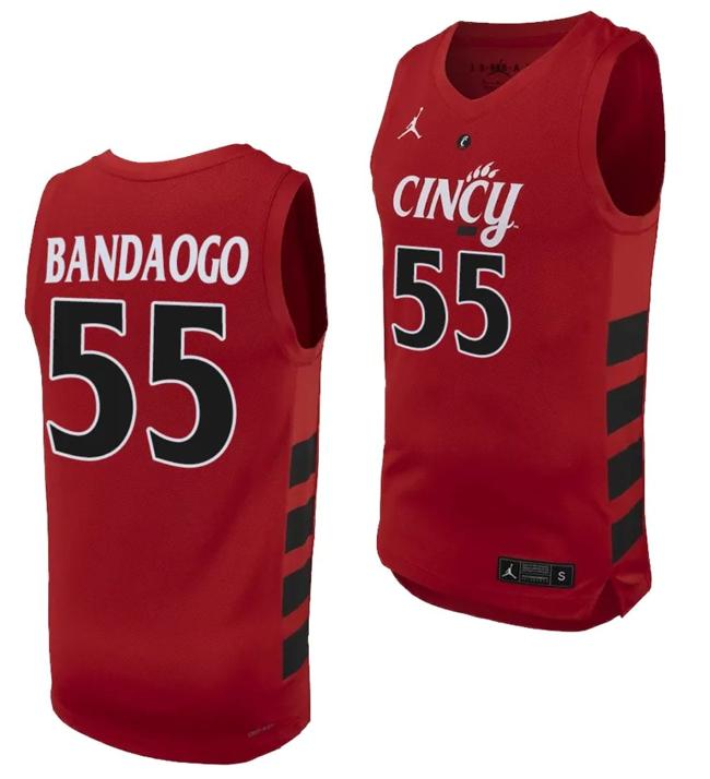 Men's Aziz Bandaogo Jersey #55 Cincinnati Bearcats College Basketball Replica 2023-24 Red