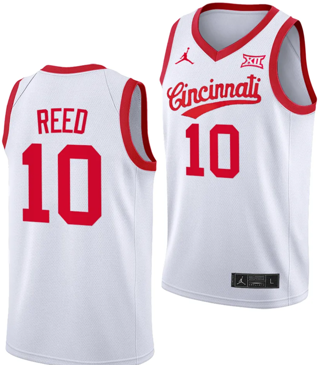 Men's Josh Reed Jersey #10 Cincinnati Bearcats 70s Throwback Basketball White