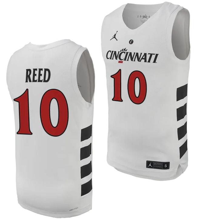 Men's Josh Reed Jersey #10 Cincinnati Bearcats College Basketball Replica 2023-24 White