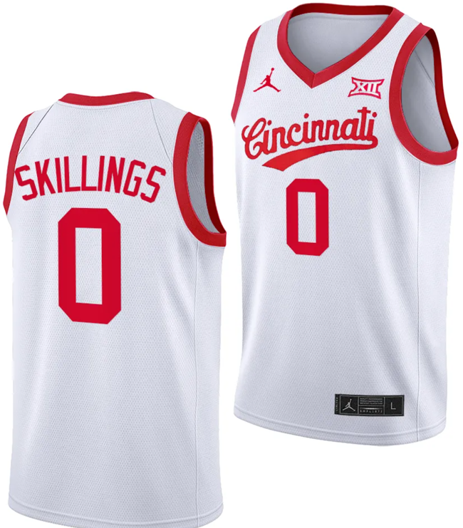 Men's Daniel Skillings Jersey #0 Cincinnati Bearcats 70s Throwback Basketball White