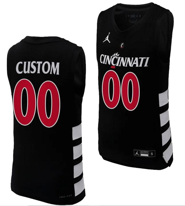 Men's Customized Cincinnati Bearcats Jersey Name and Number Black Basketball Unisex Replica