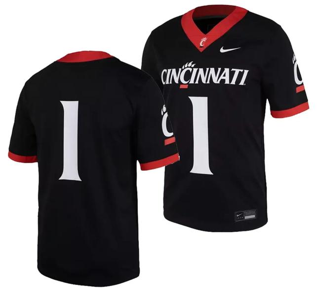 Men's Cincinnati Bearcats Jersey #1 Black 2023 Replica College Football