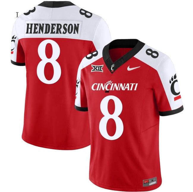 Men's Xzavier Henderson Jersey #8 Cincinnati Bearcats Vapor Limited College Football All Stitched Red Alternate