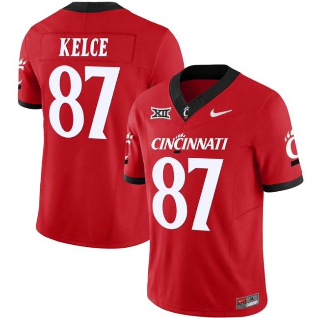 Men's Travis Kelce Jersey #87 Cincinnati Bearcats Vapor Limited College Football All Stitched Red