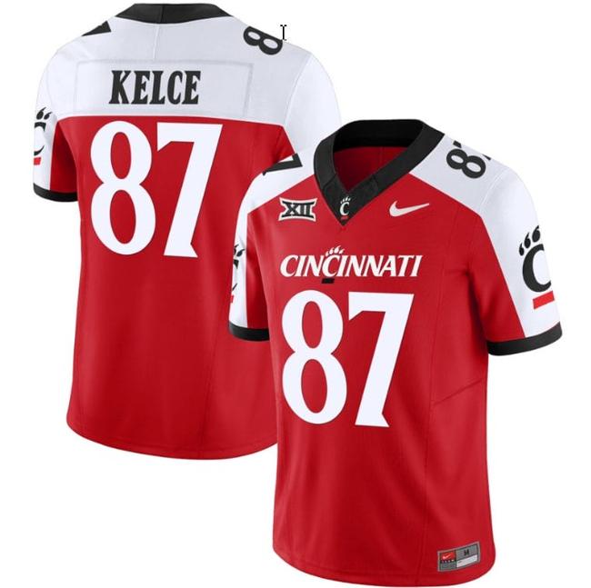 Men's Travis Kelce Jersey #87 Cincinnati Bearcats Vapor Limited College Football All Stitched Red Alternate