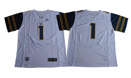 Men's California Golden Bears #1 White Under Armour NCAA Football Jersey