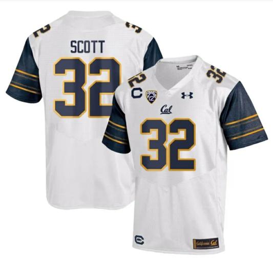 Men's Cal Bears Daniel Scott Jersey #32 College Football 2023 Stitched White