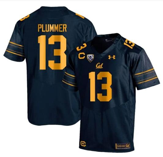 Men's Cal Bears Jack Plummer Jersey #13 College Football 2023 Stitched Navy