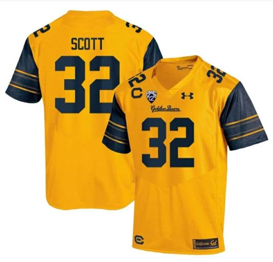 Men's Cal Bears Daniel Scott Jersey #32 College Football 2023 Stitched Gold