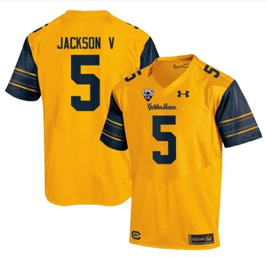 Men's Cal Bears Jackson V Jersey #5 College Football 2023 Stitched Gold