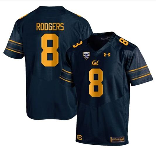 Men's Cal Bears Aaron Rodgers Jersey #8 College Football 2023 Stitched Navy