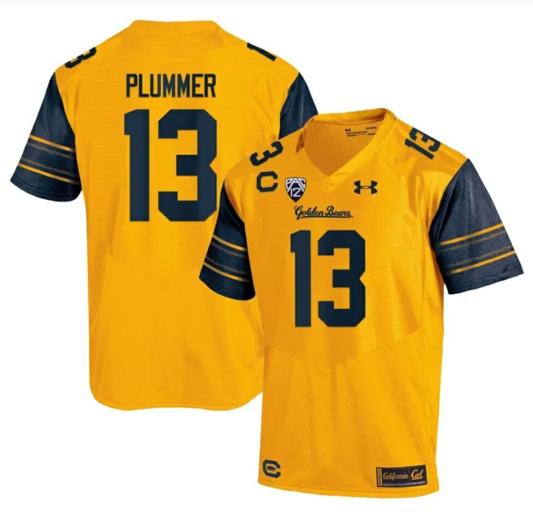 Men's Cal Bears Jack Plummer Jersey #13 College Football 2023 Stitched Gold