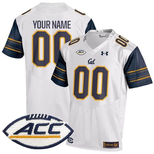 Men's Customized California Golden Bears Jersey Name and Number College Football White Away Game All Stitched