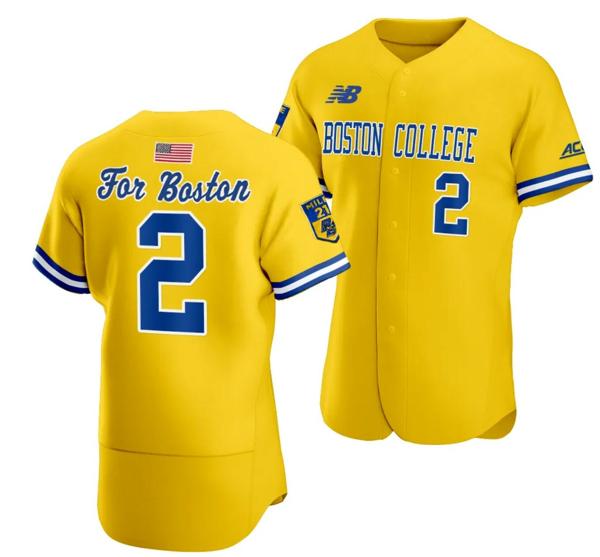 Men's Boston College Eagles Baseball Jersey Boston Strong 10th anniversary Gold 2023 #2